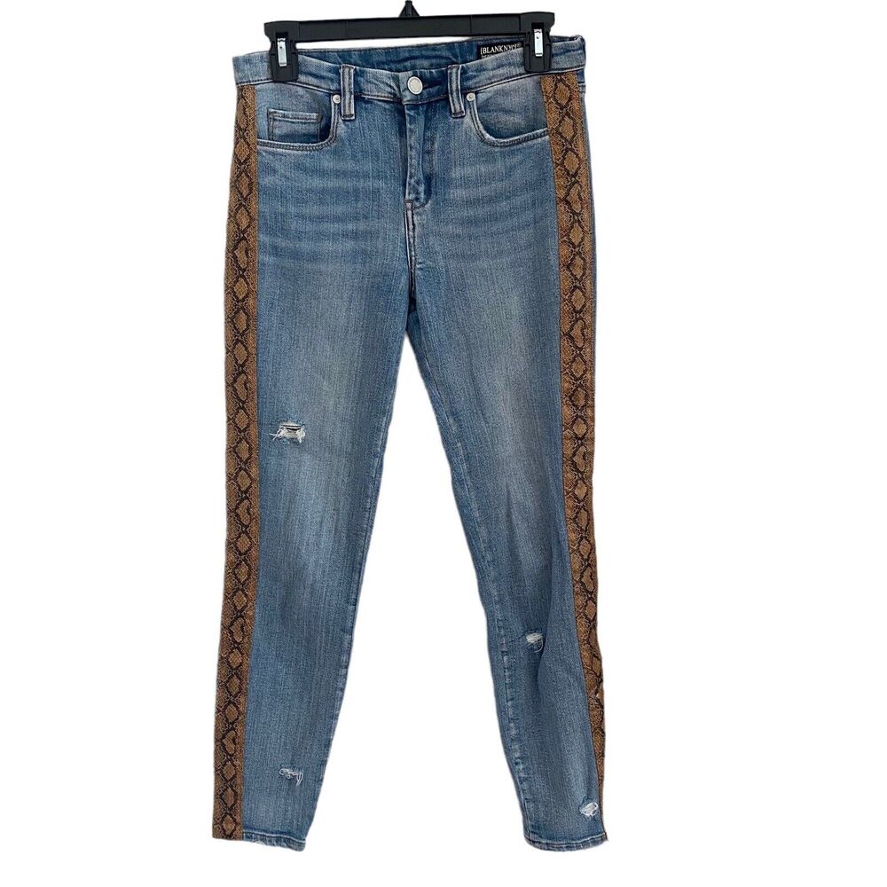 BLANKNYC 26 The Bond Jeans Mid Rise Skinny Python Tuxedo Stripe